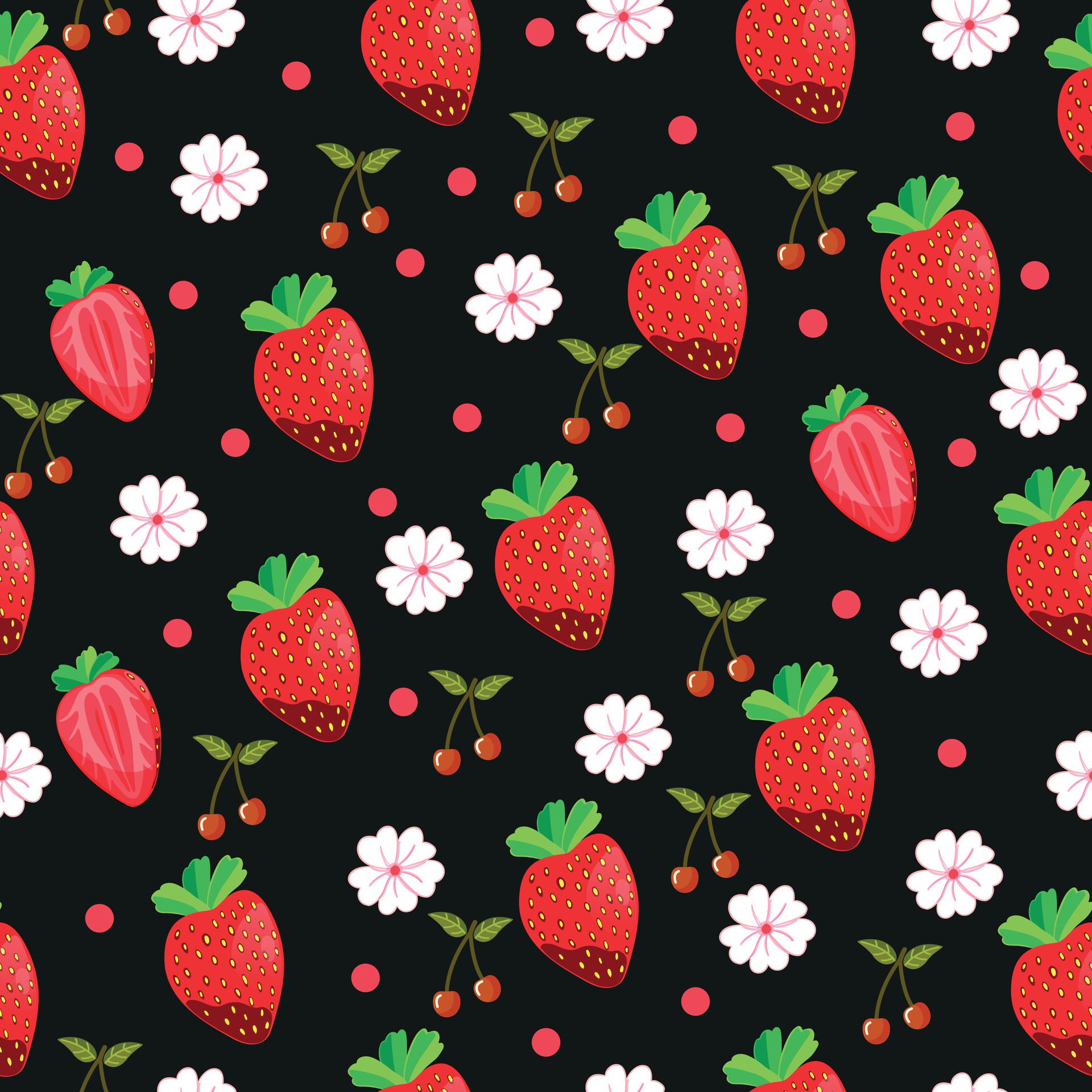 Strawberry pattern design Pro Vector