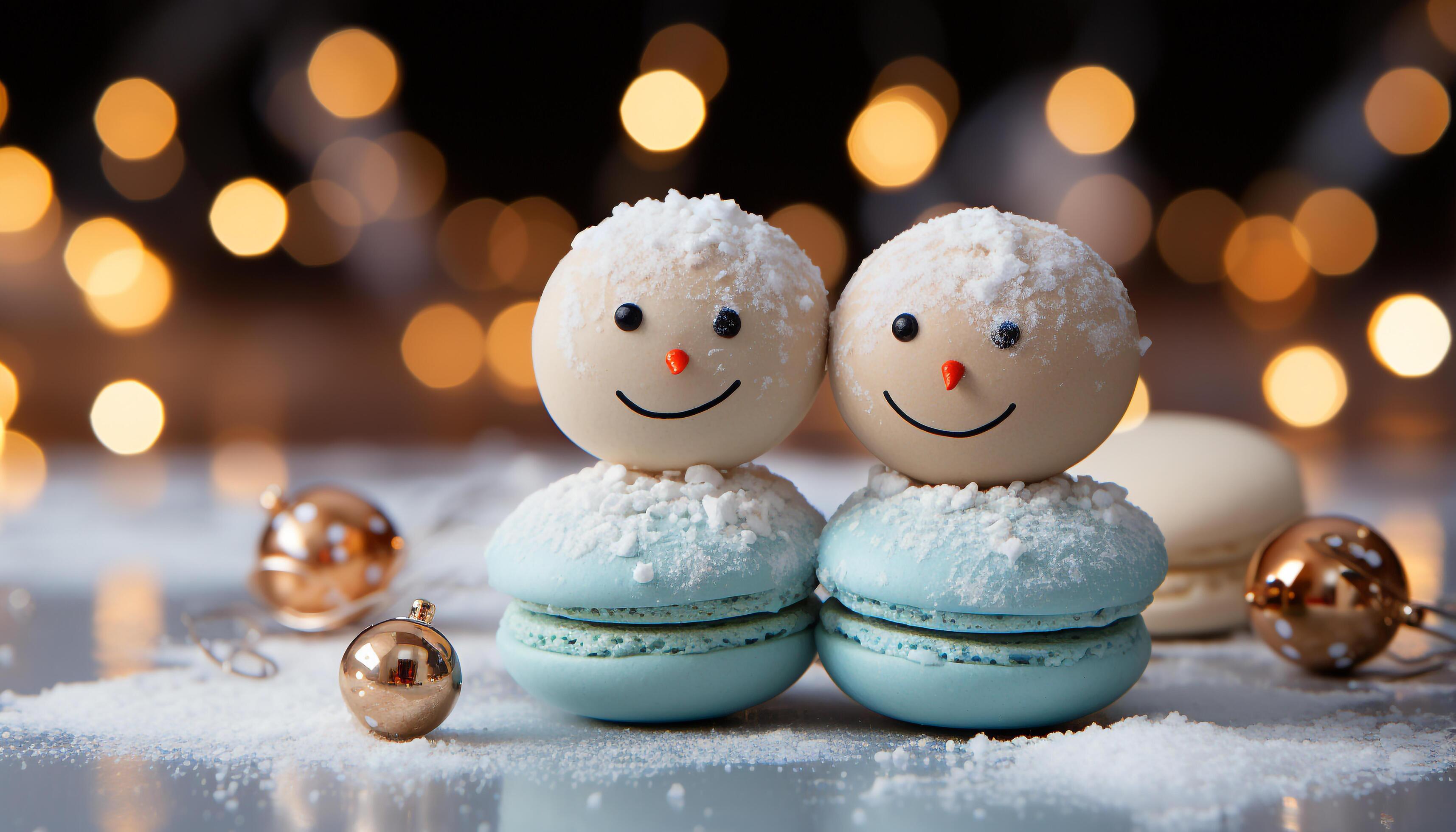 AI generated Winter celebration snowman, gift, love, family, joy, sweet food generated by AI Stock Free