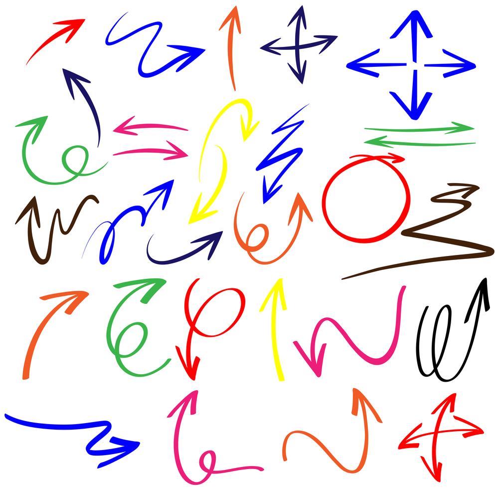 Doodle arrows in different colors Stock Free