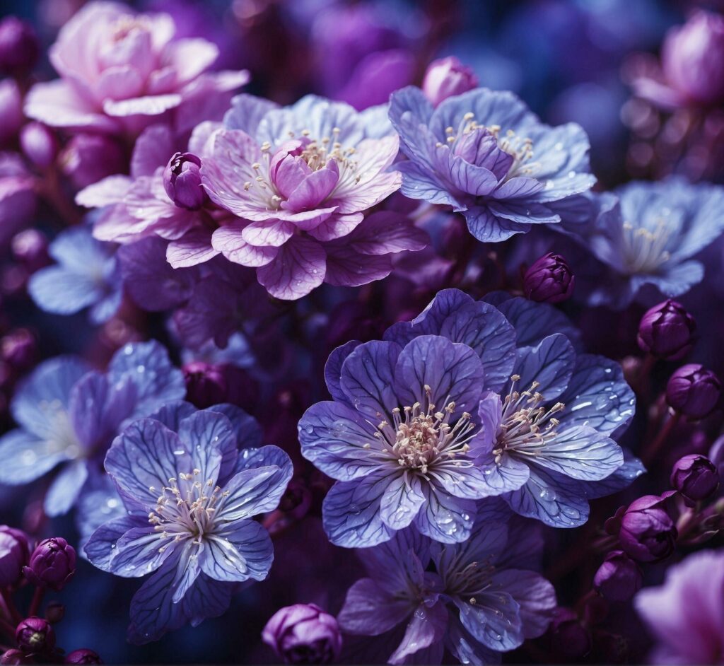 Beautiful pink and purple flowers on a dark background. Close-up Free Photo