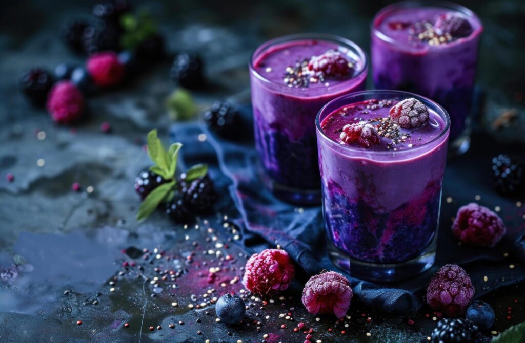 rainbow smoothie with berries and quinoa Free Photo