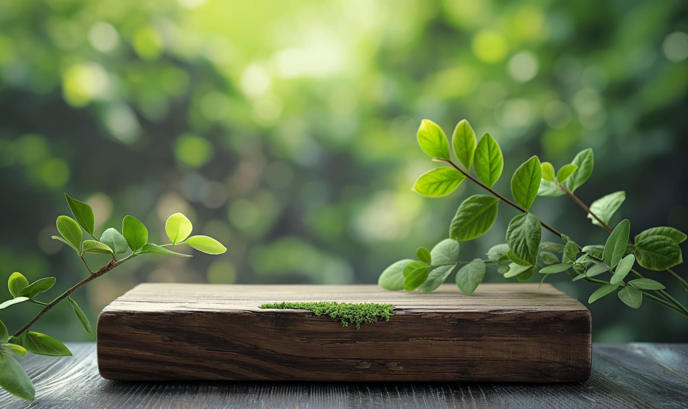 Natural Background with Wooden Pedestal for Product Photography Stock Free