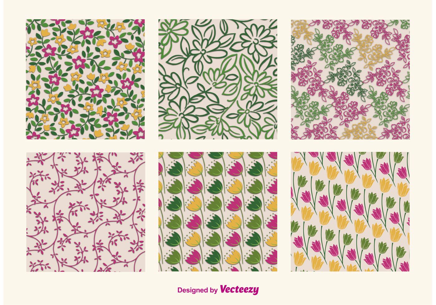 Floral Retro Patterns Free Vector and Free SVG