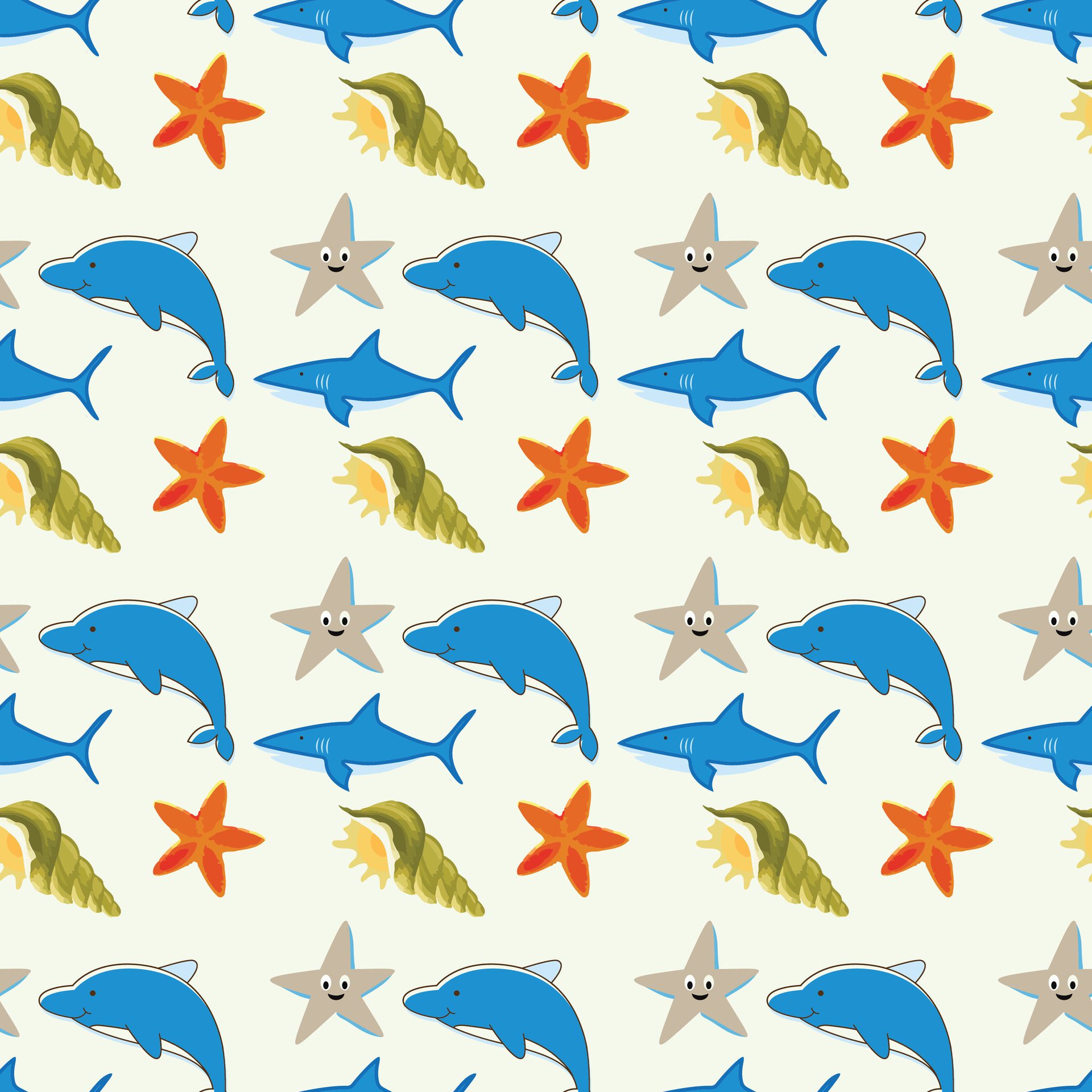 Finding Sea Animals Seamless Pattern Design Free Vector