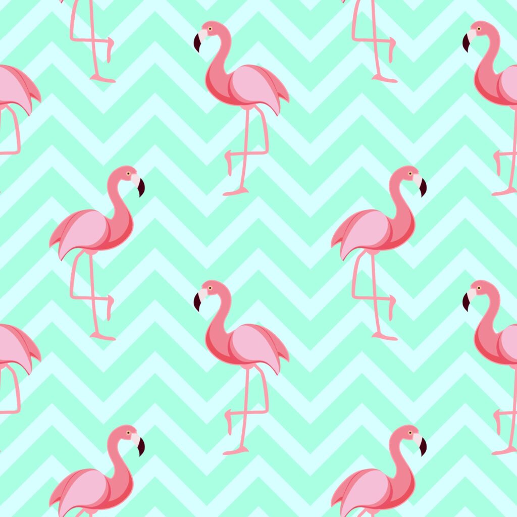 Cute Retro Seamless Flamingo Pattern Background Vector Illustration Free Vector