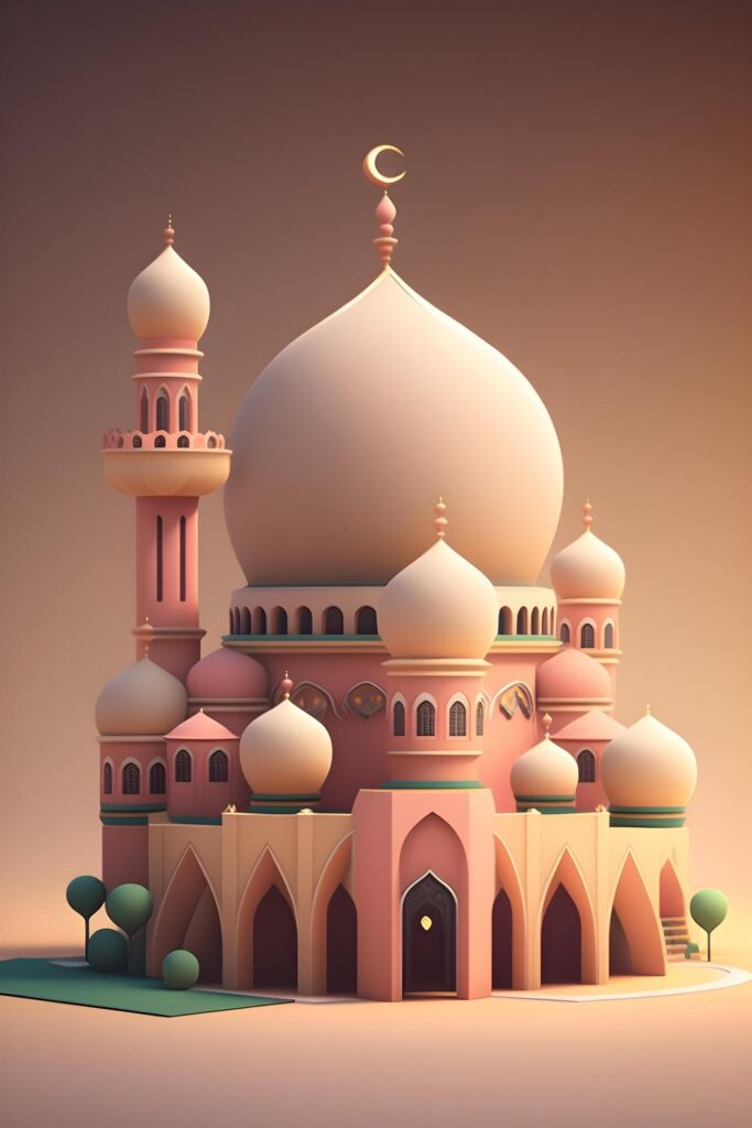 3d illustration of a mosque with a Muslim concept, created by technology Stock Free