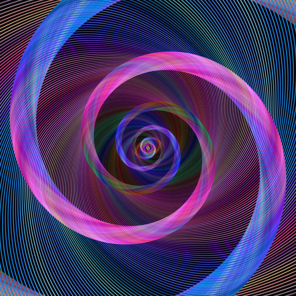 Pink blue abstract geometric spiral background Free Vector