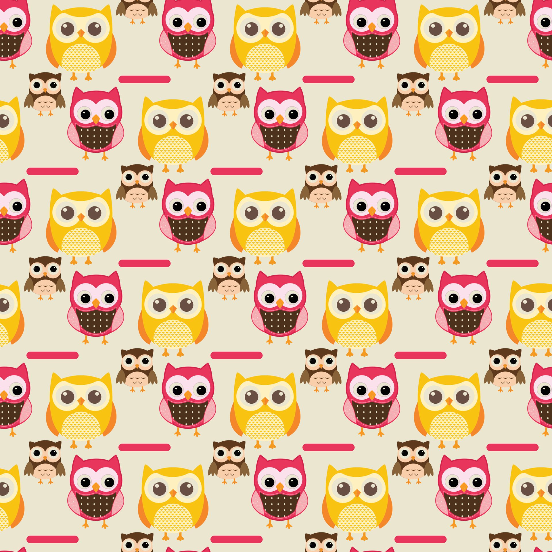 Cartoon Owls Seamless Pattern Desig Free Vector