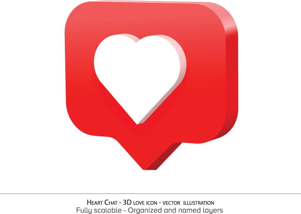 Heart Chat – 3D love icon – illustration Stock Free