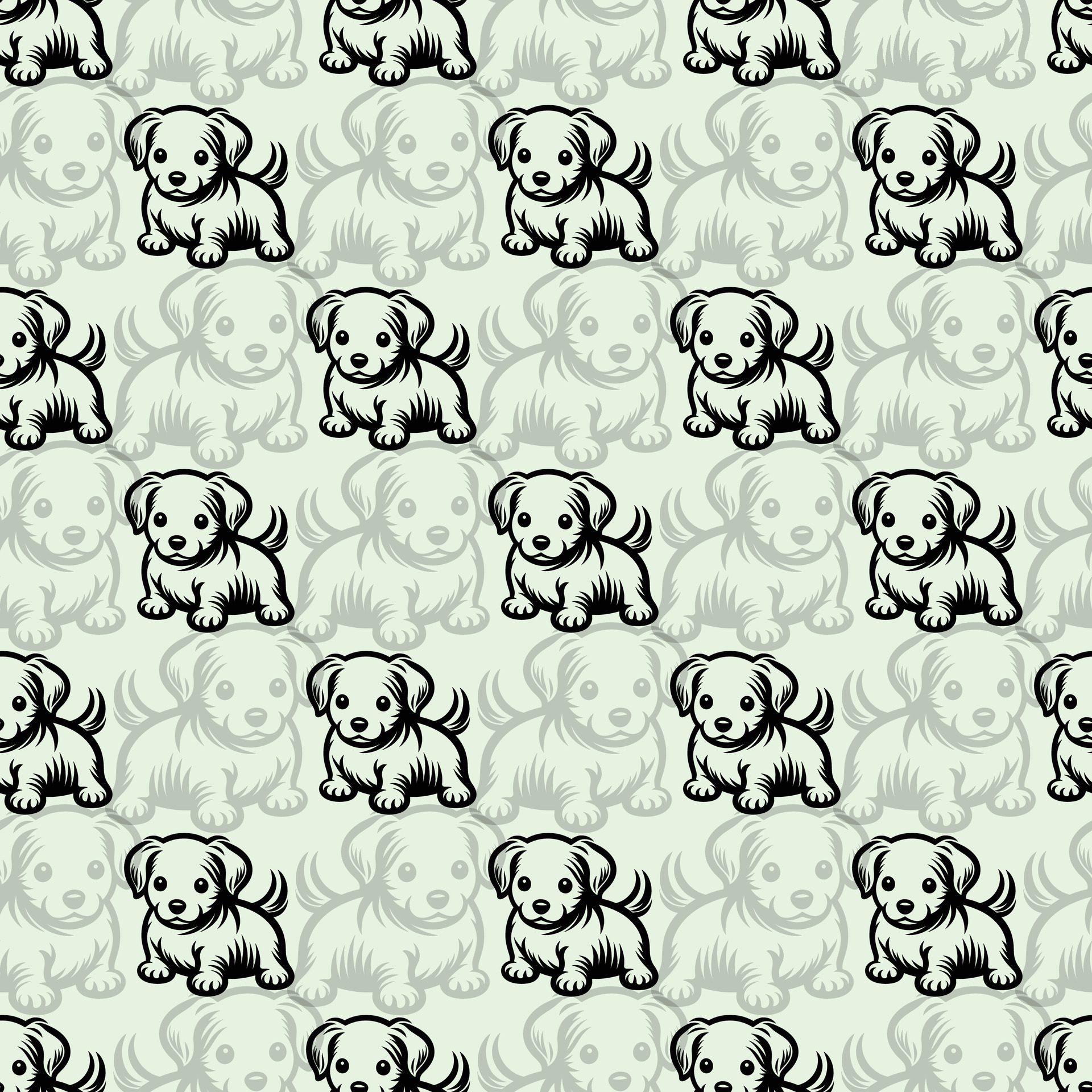 Puppies Seamless Pattern Design Free Vector