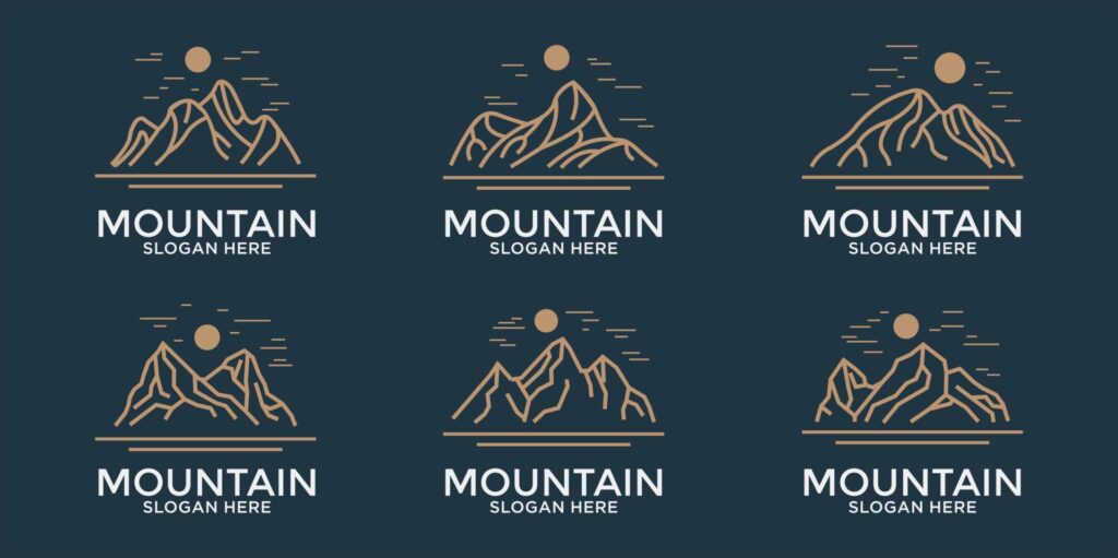 linear style mountain logo set Stock Free