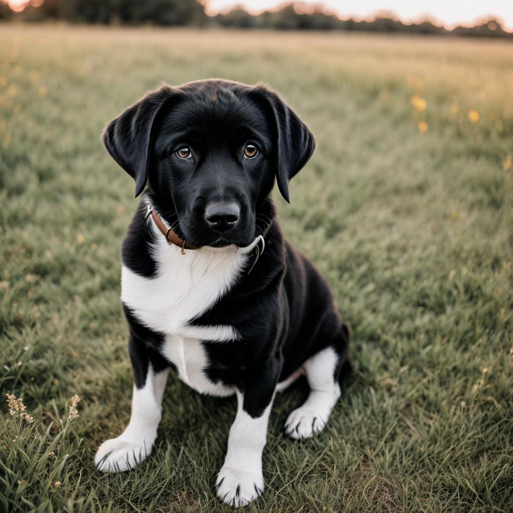 Black young Labrador with by @ai_generated