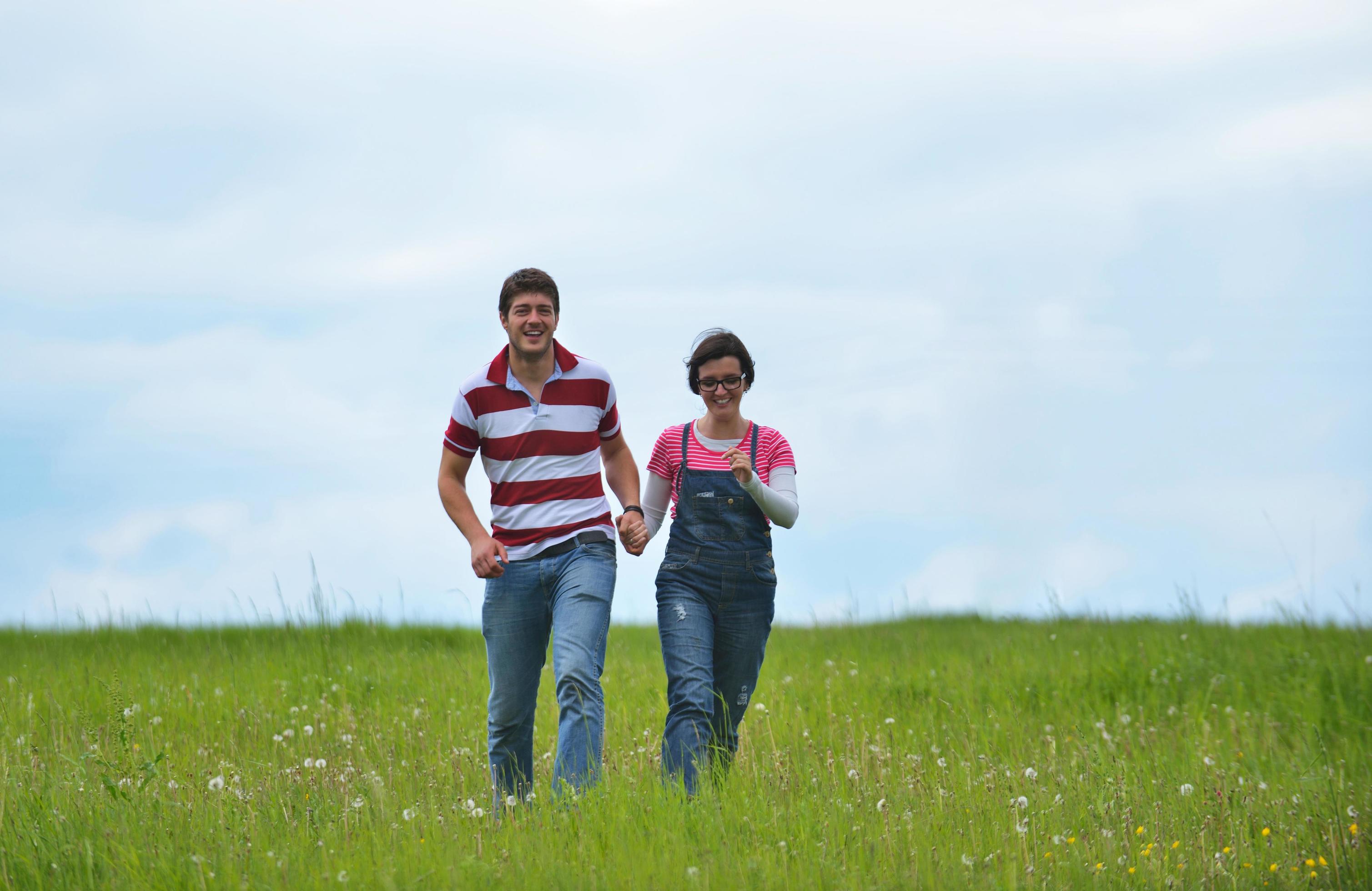 romantic young couple in love together outdoor Stock Free