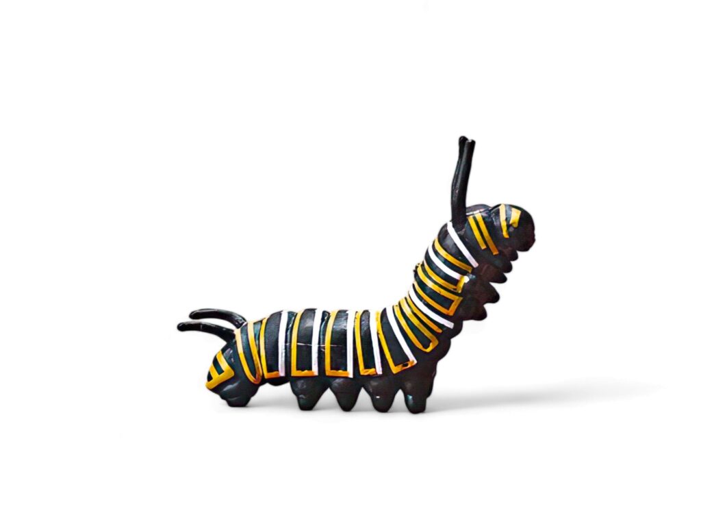 Miniatur of Black caterpillar on a white background Stock Free