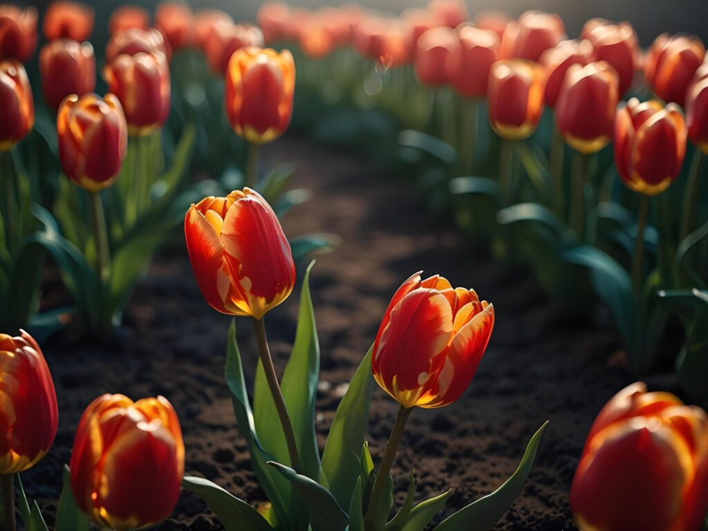 Beautiful tulip flower on a dark background tulips flower Stock Free