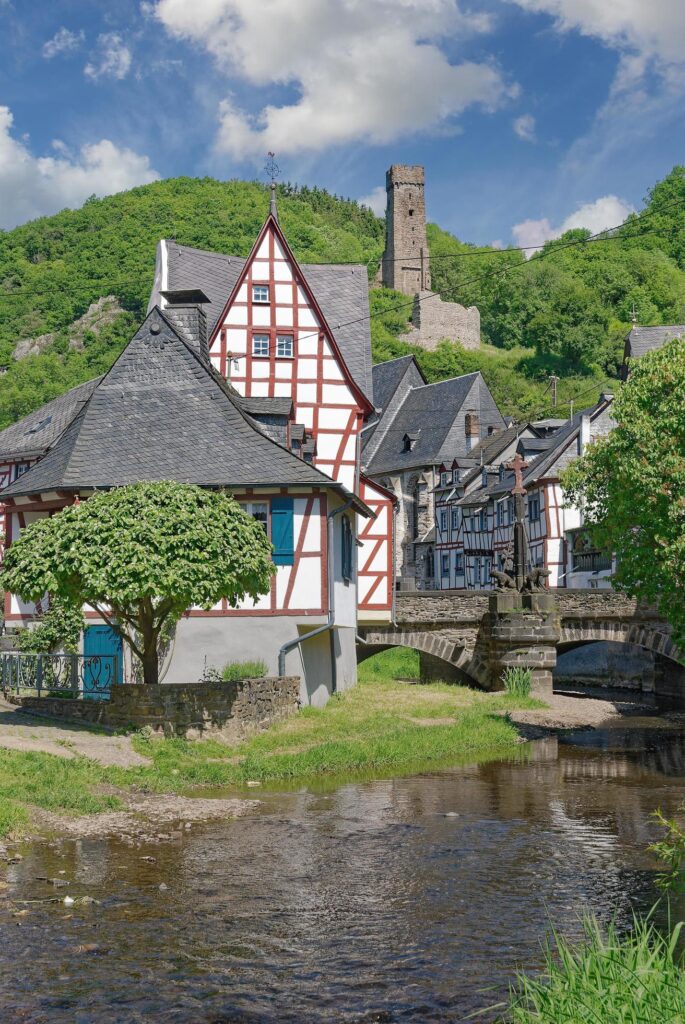 idyllic medieval Village of Monreal,the Eifel,Germany Stock Free