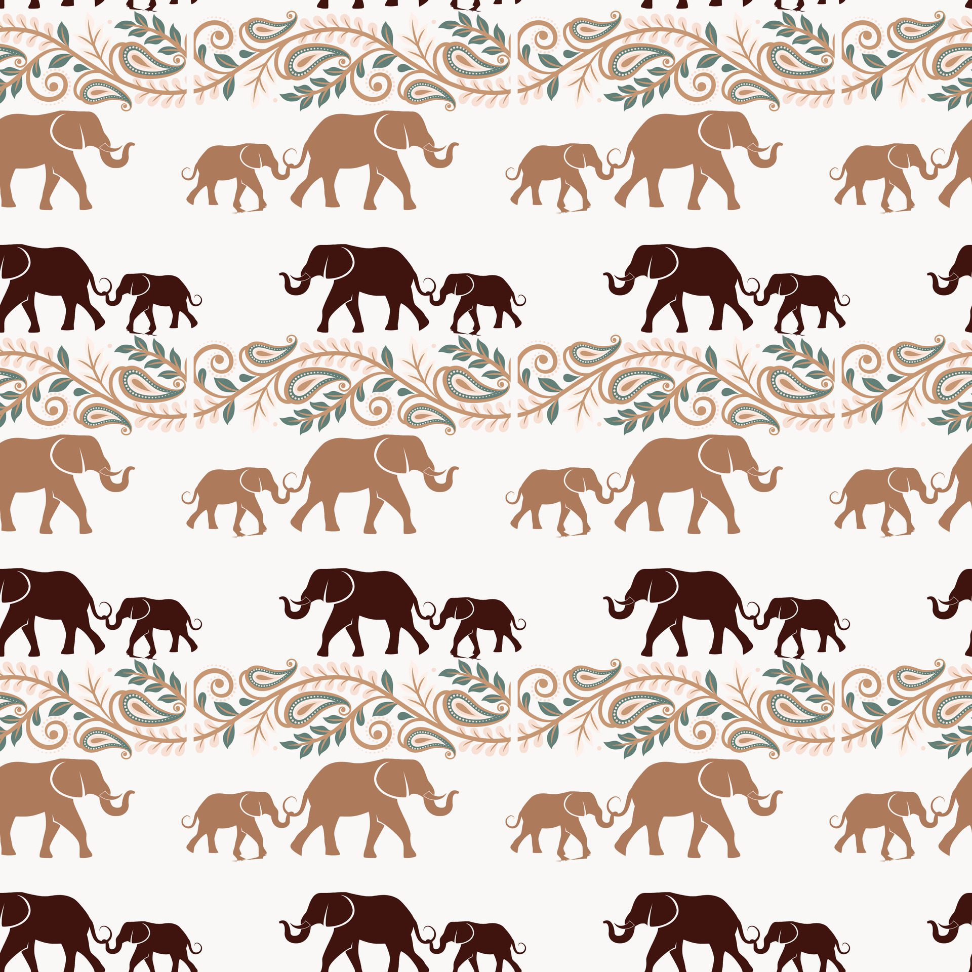 Elephant family Seamless Pattern Design Free Vector