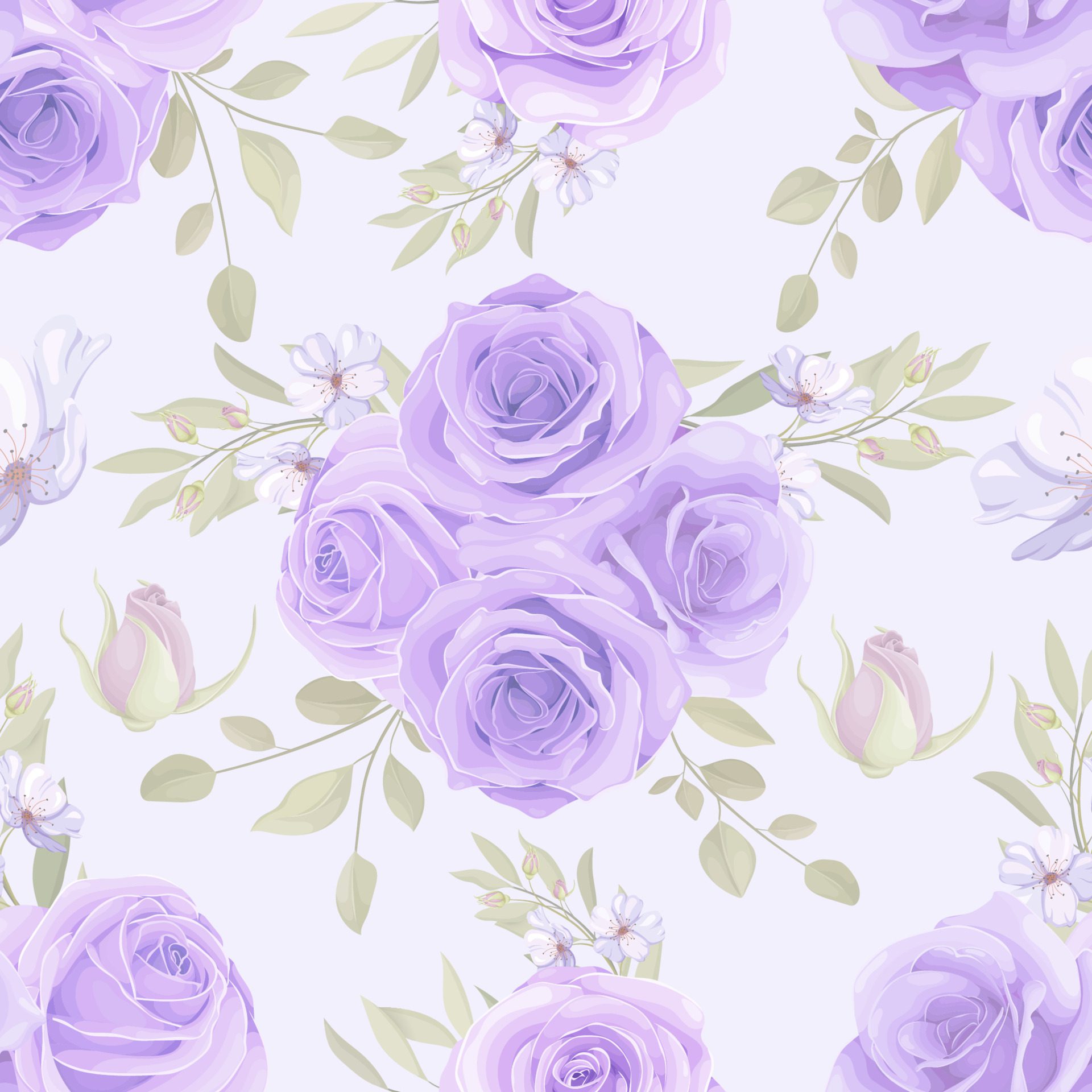 Hand drawn blooming rose flower seamless pattern design Free Vector and Free SVG