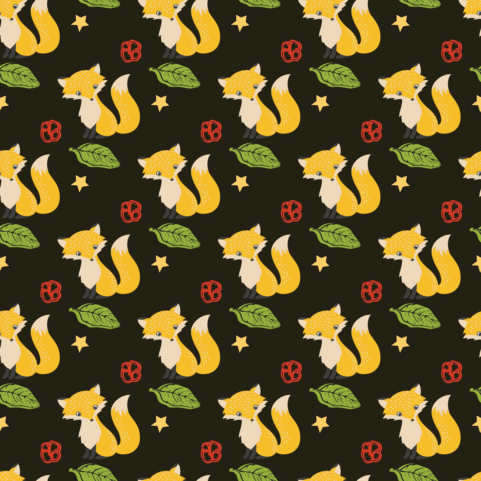 Foxes Seamless Pattern Design Free Vector