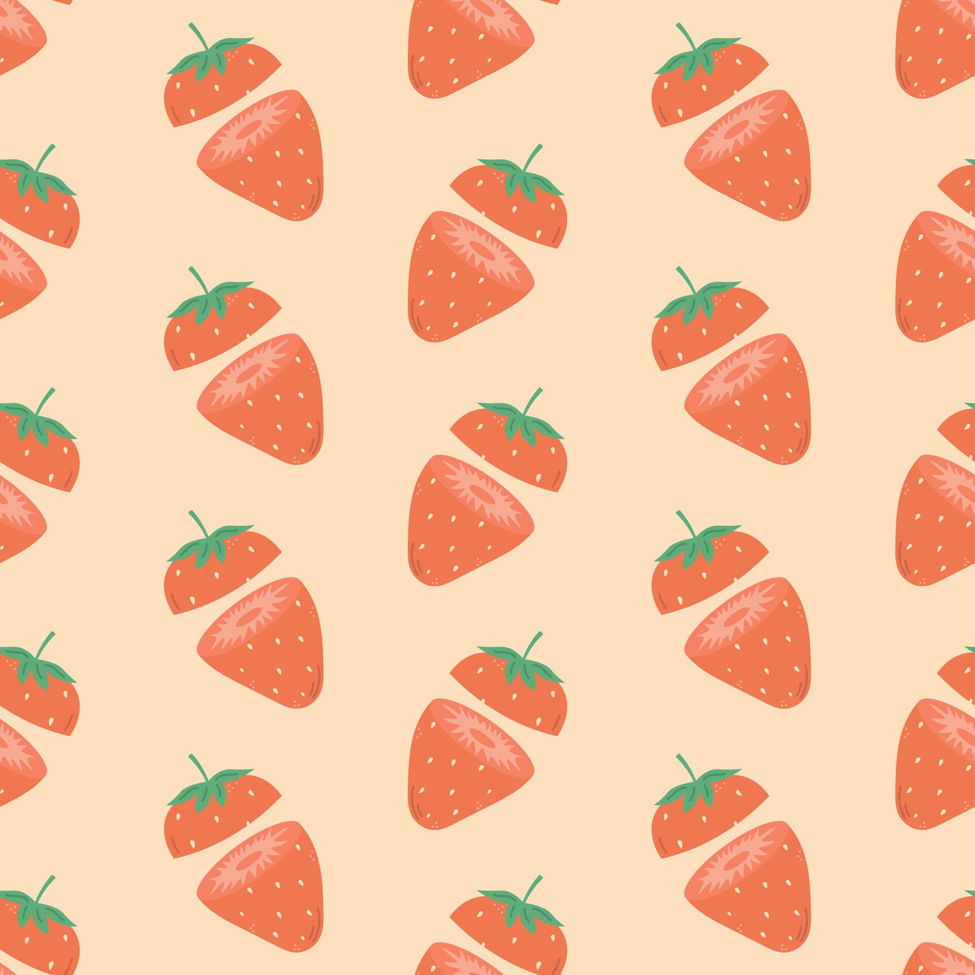 Strawberry Seamless Pattern, Strawberry slice Free Vector