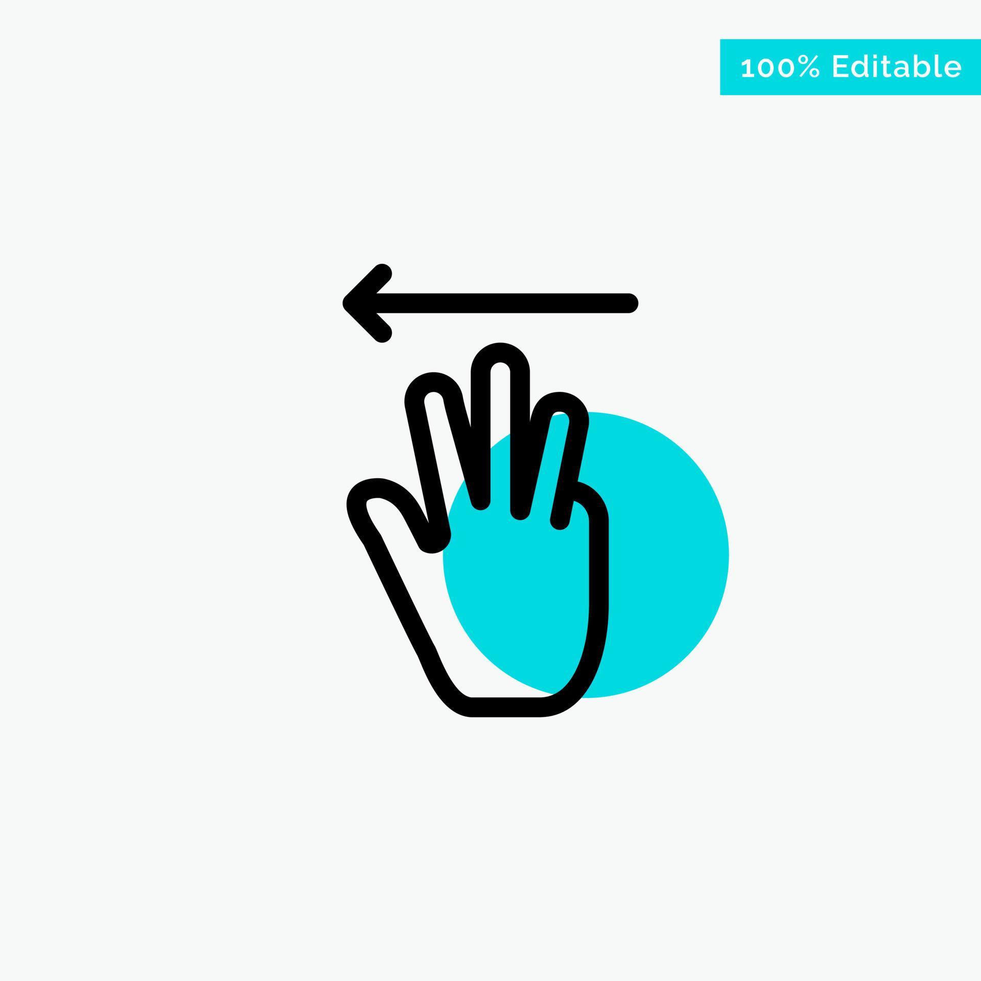 Hand Hand Cursor Up Left turquoise highlight circle point Vector icon Stock Free