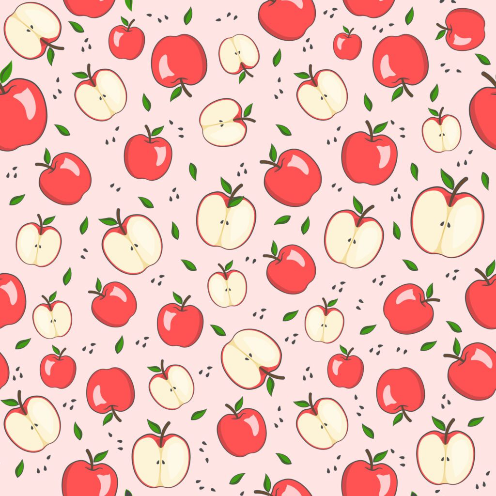 Apples pattern with cute color in flat style. Seamless or repeating pattern background vector suitable for print or decorative needs Free Vector and Free SVG