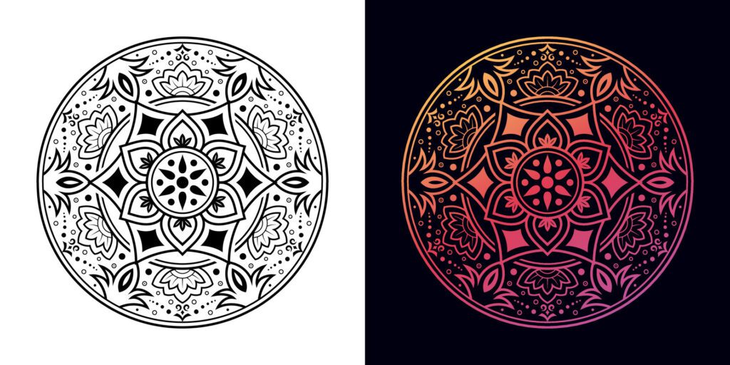 mandala isolated on background. gradient mandala with floral patterns Free Vector