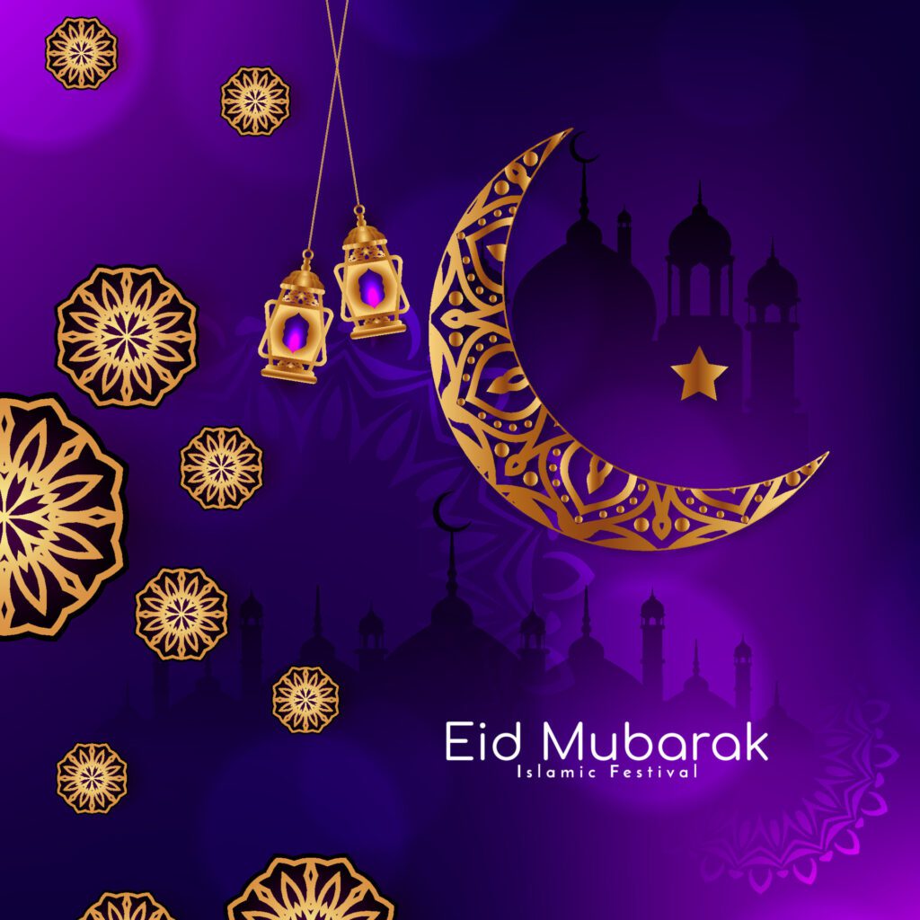 Eid Mubarak cultural festival decorative background design Free Vector