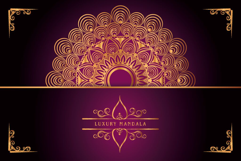 golden mandala design with gradients background Free Vector