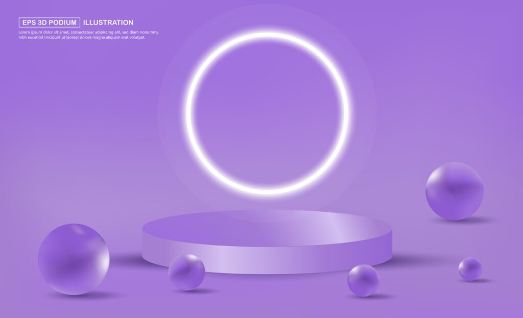 Realistic 3d purple podium for product presentation design Free Vector