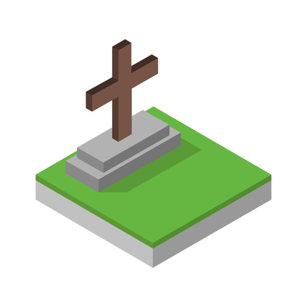 Isometric tombstone on a background Free Vector