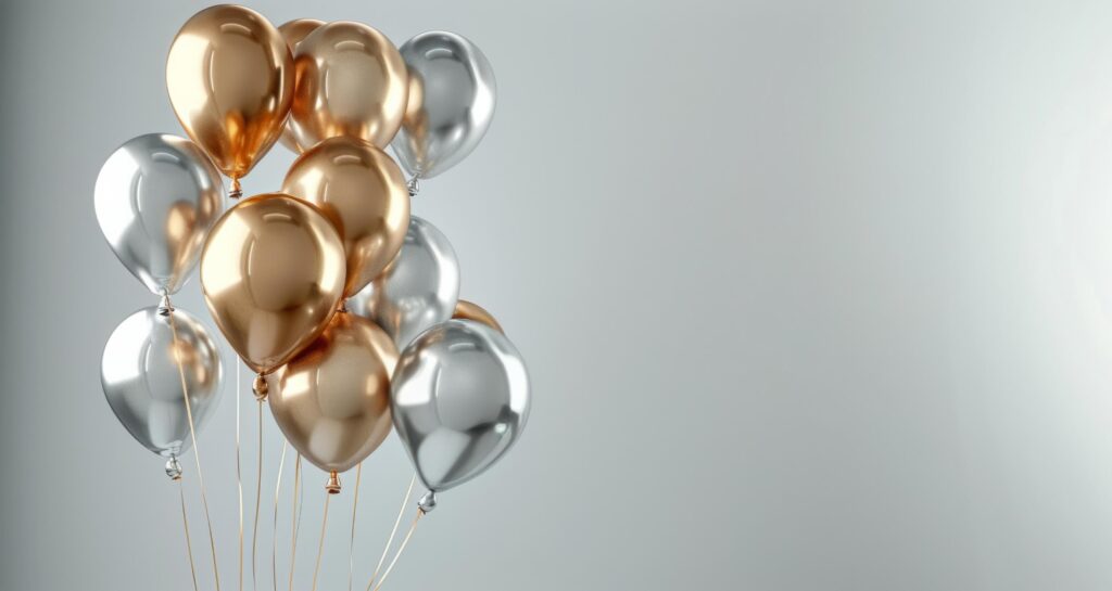 Gold And Silver Balloons Against White Background Stock Free