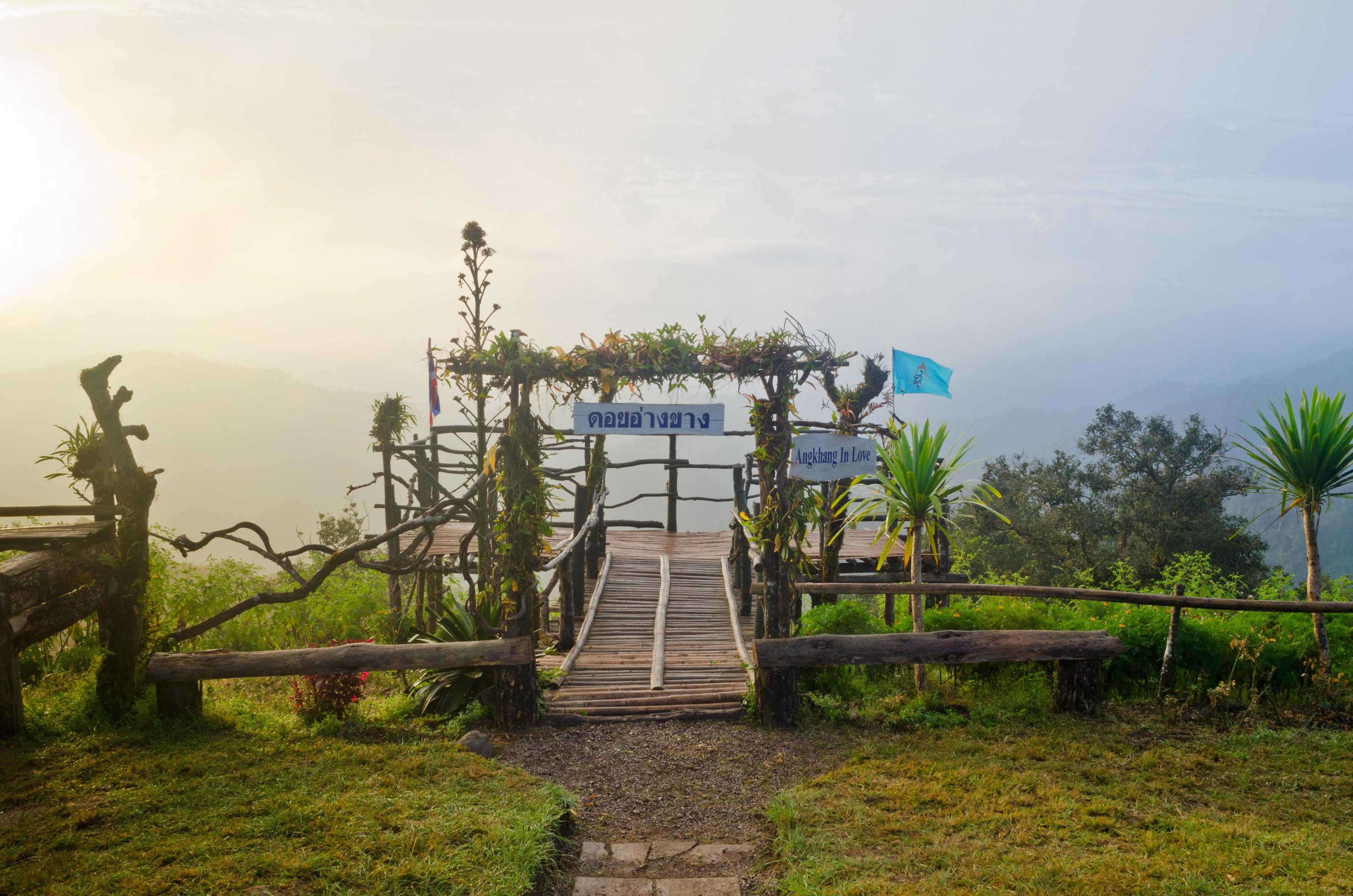 Podium for natural view on viewpoint Doi Ang Khang mountai Stock Free