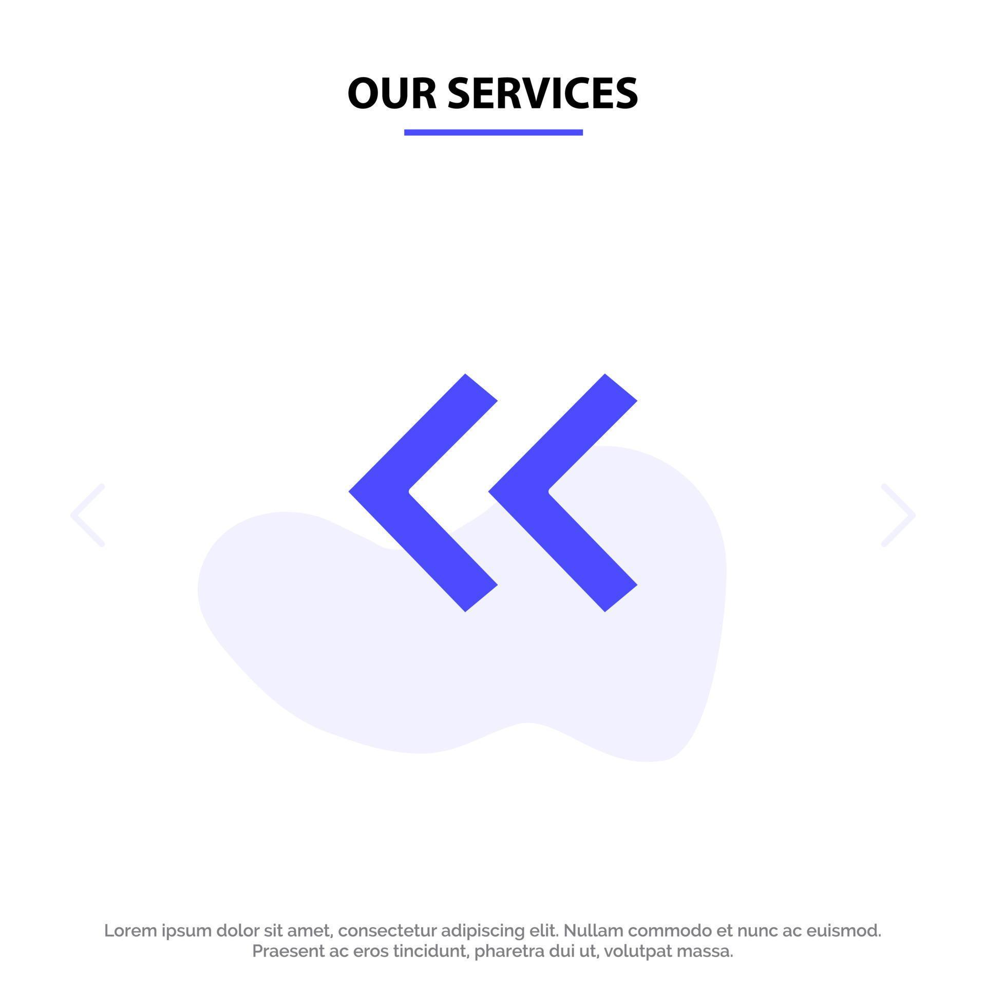 Our Services Arrow Arrows Back Solid Glyph Icon Web card Template Stock Free