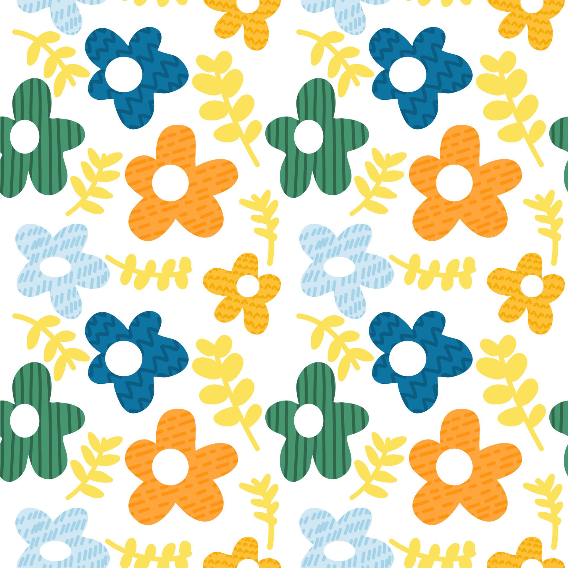 Seamless colorful flowers. Patterns for decoration. Wrapping paper, bedding, fabric pattern. Free Vector and Free SVG