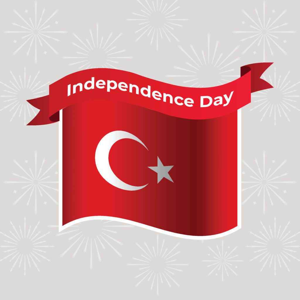 Turkey Wavy Flag Independence Day Banner Background Free Vector