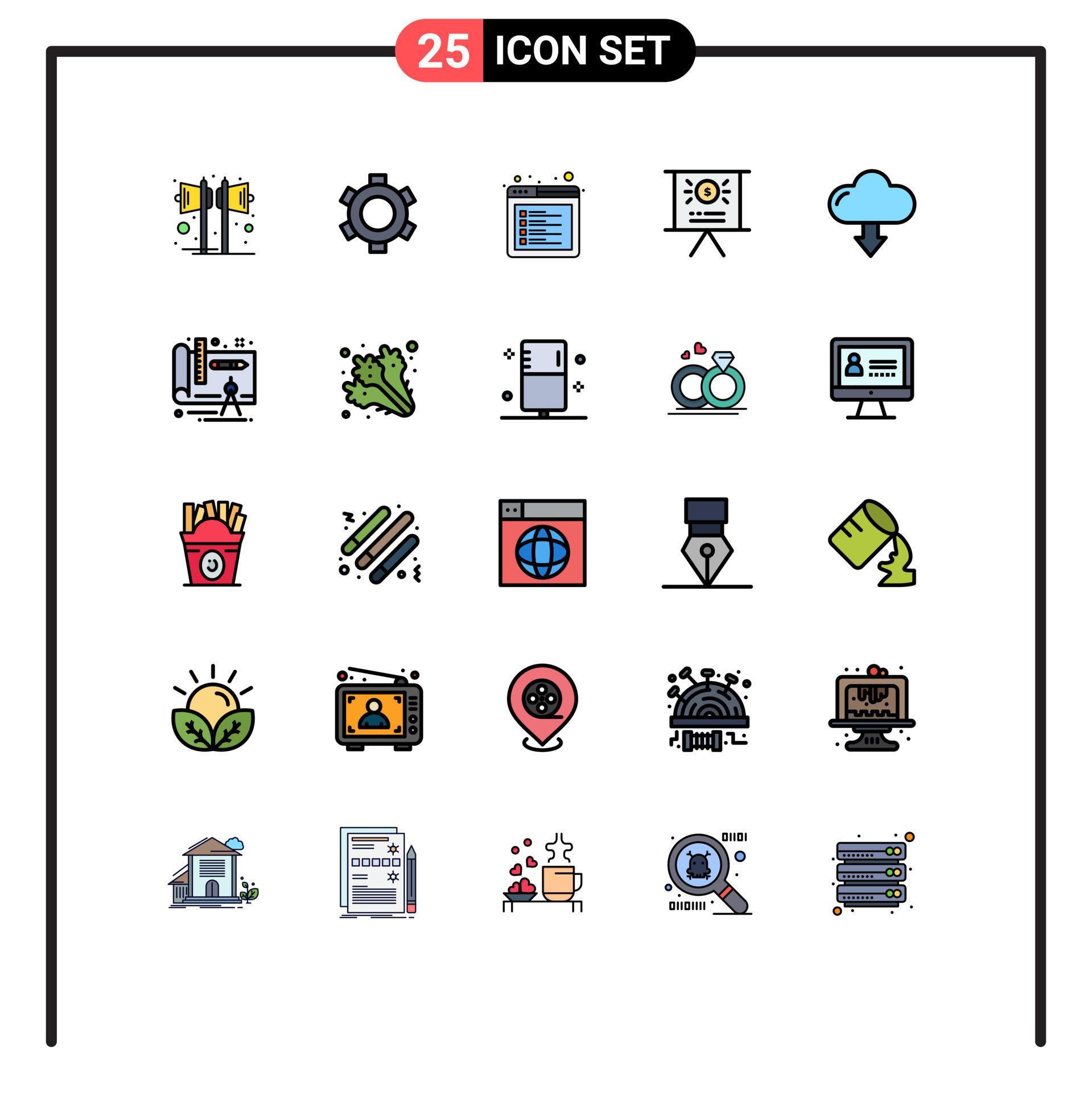 Universal Icon Symbols Group of 25 Modern Filled line Flat Colors of arrow presentation ui marketing web Editable Vector Design Elements Stock Free