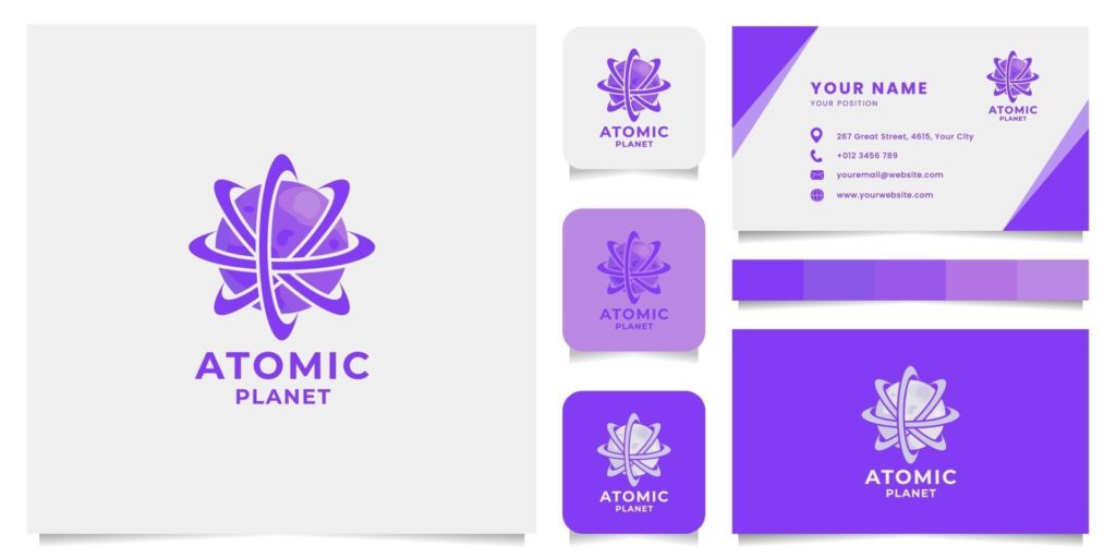 Atomic Planet Logo with Business Card Template Stock Free