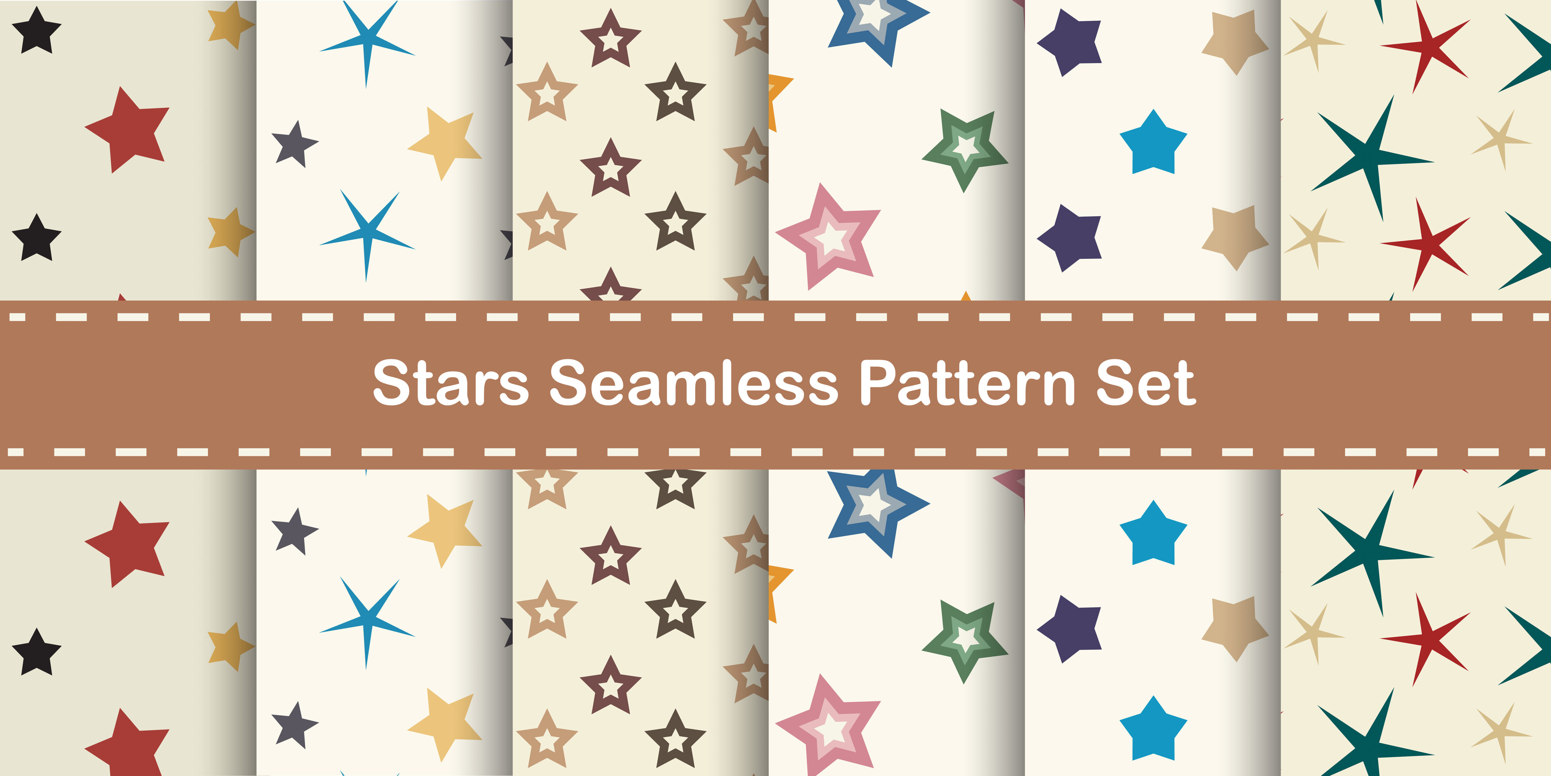 Stars seamless pattern set Free Vector