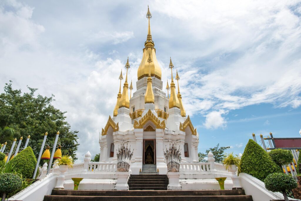 Wat Tham Kuha Sawan located near the border of Thailand and Laos, in Ubon Ratchathani province of Thailand. Stock Free