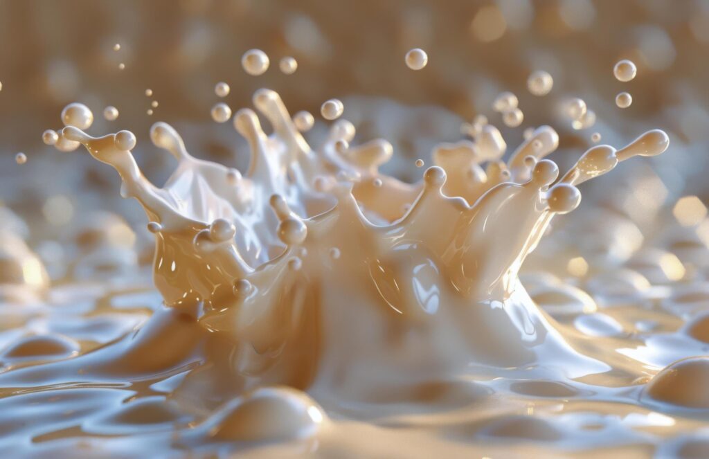 Creamy Liquid Splashing In Slow Motion On White Background Stock Free