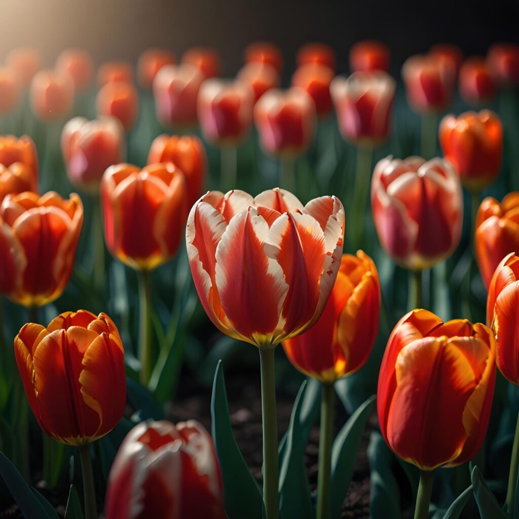 Beautiful tulip flower on a dark background tulips flower Stock Free