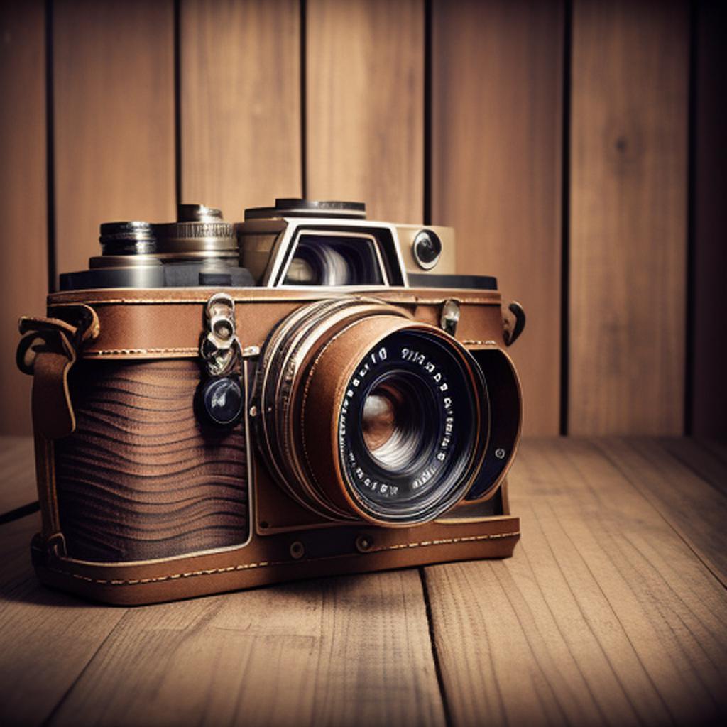 “Vintage camera, weathered leather by @ai_generated