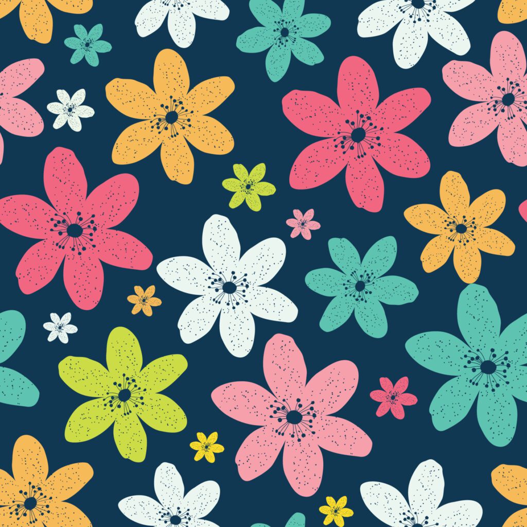 Abstract Natural Seamless Pattern Background with Colorful Flowers. Vector Illustration Free Vector