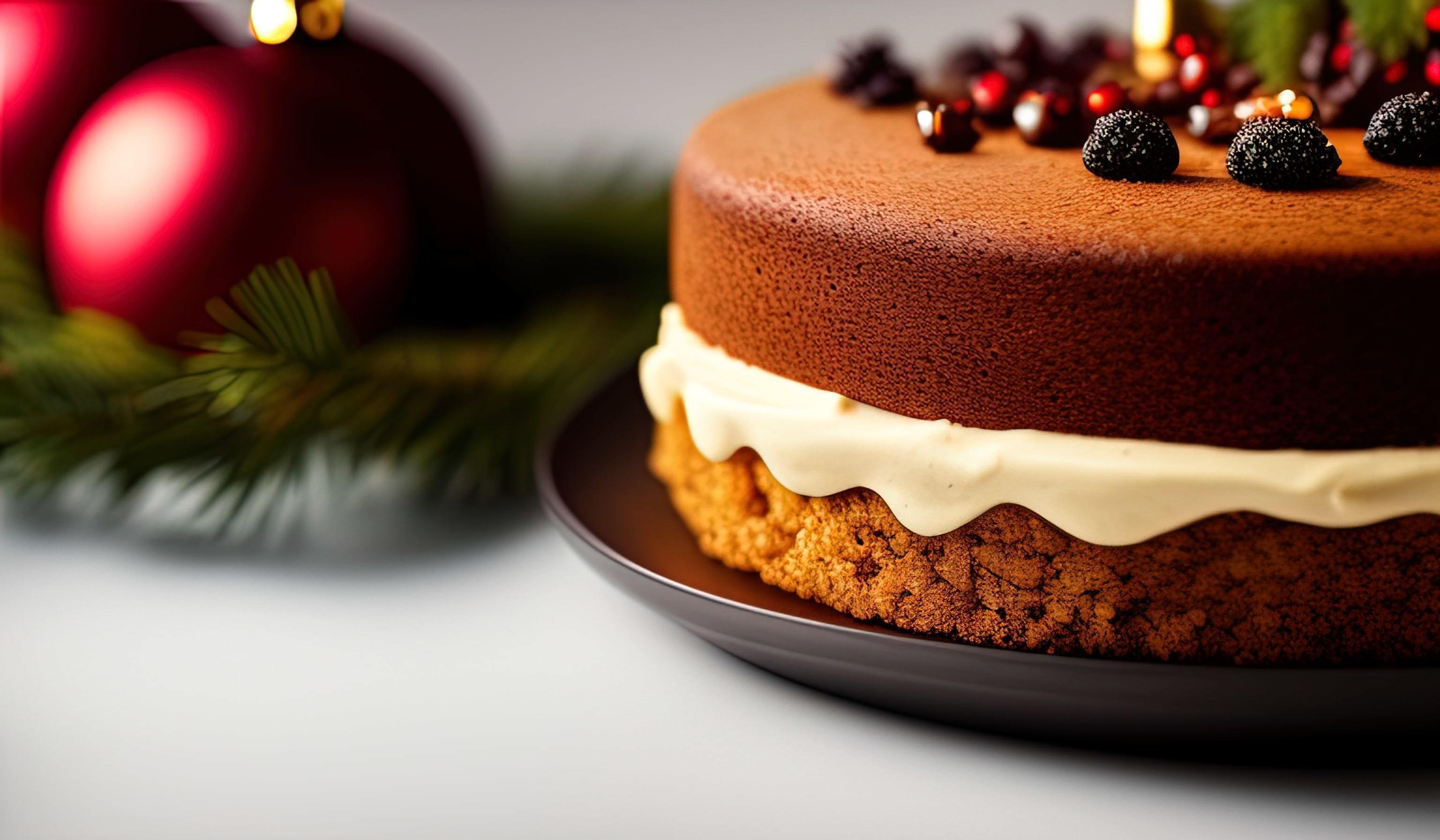 advertising professional food photography close up of a christmas cake Stock Free