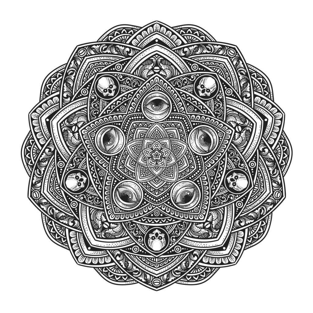 Beautiful floral pattern mandala art isolated on a black background – Eps 10 Free Vector