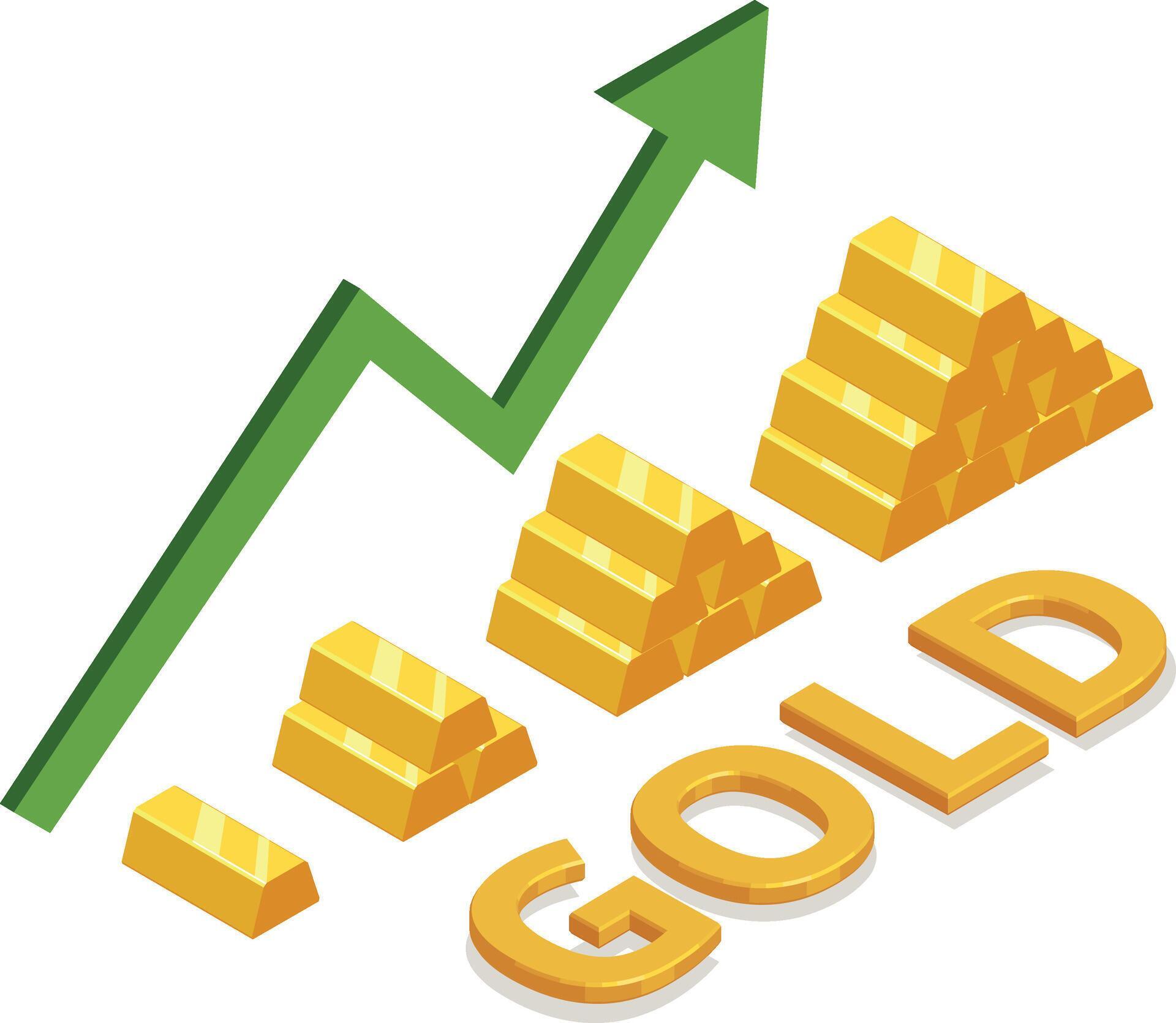 Isometric Rising Graph for Gold Market Stock Free