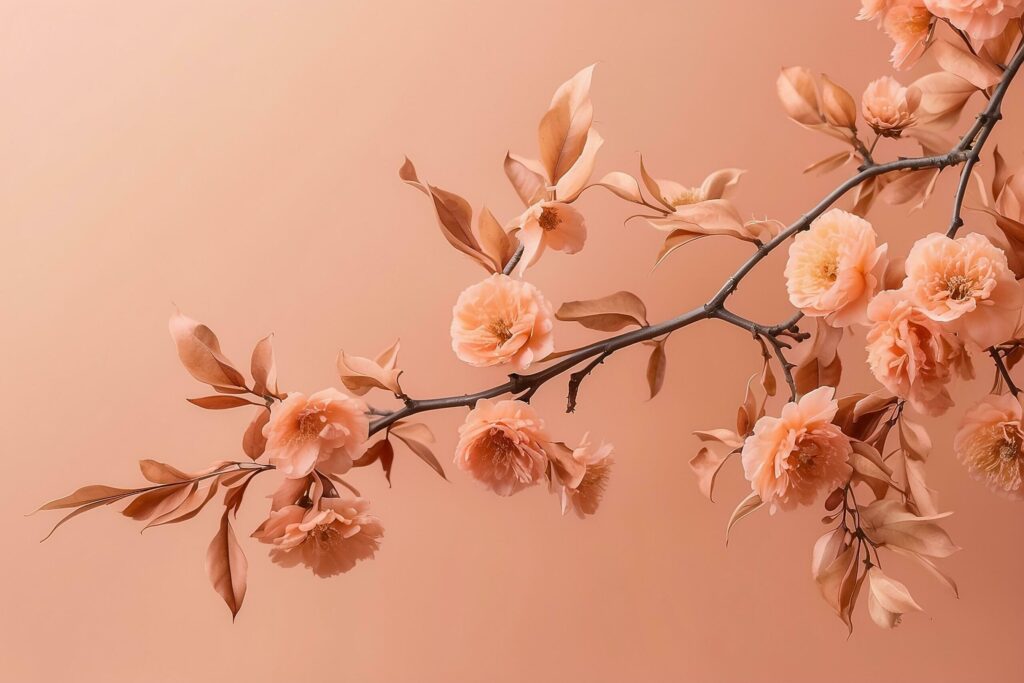 Peachy Tree Limbs on the 2024 Color of the Year Peach Fuzz Backdrop Free Photo