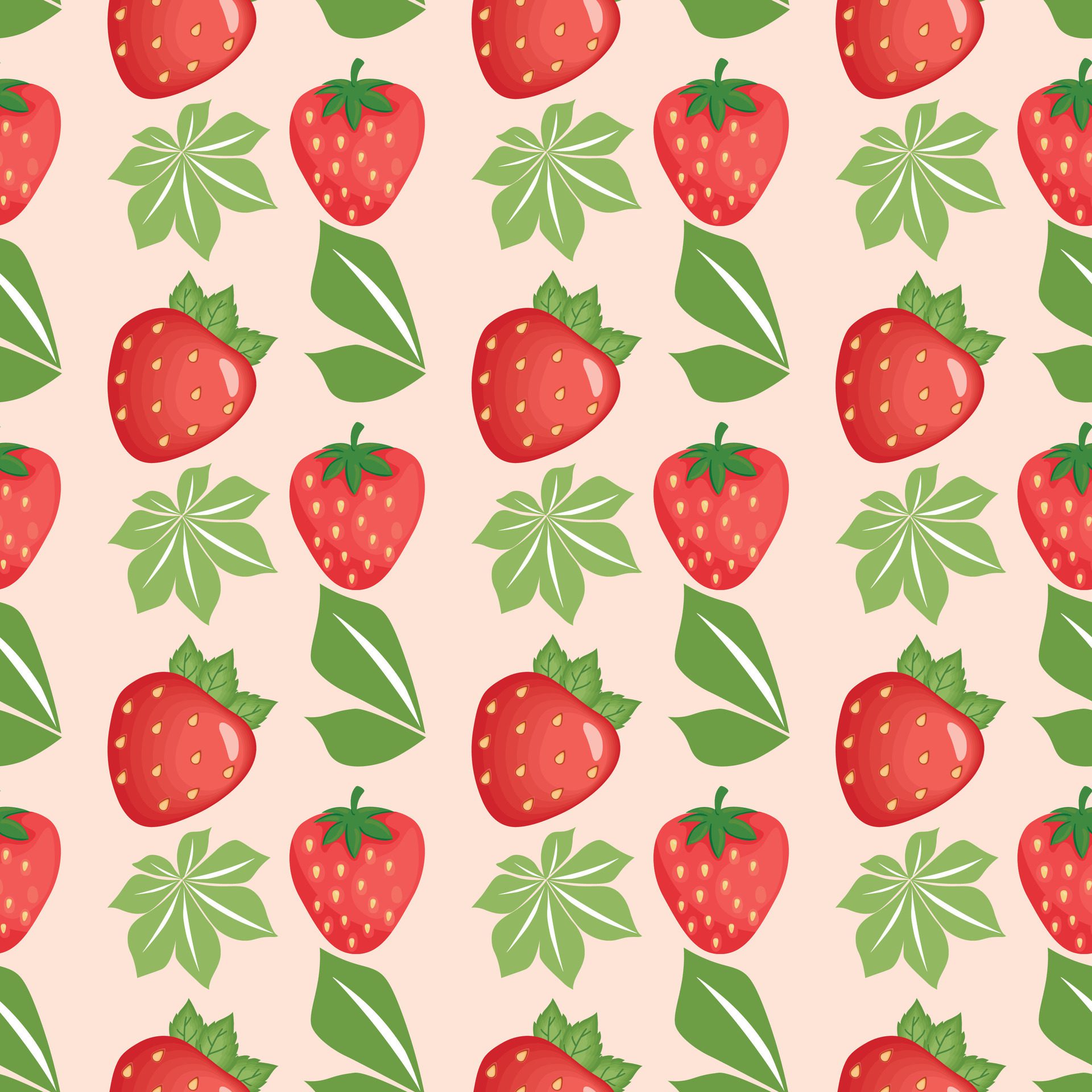 Flamboyant Strawberry Seamless Pattern Design Free Vector