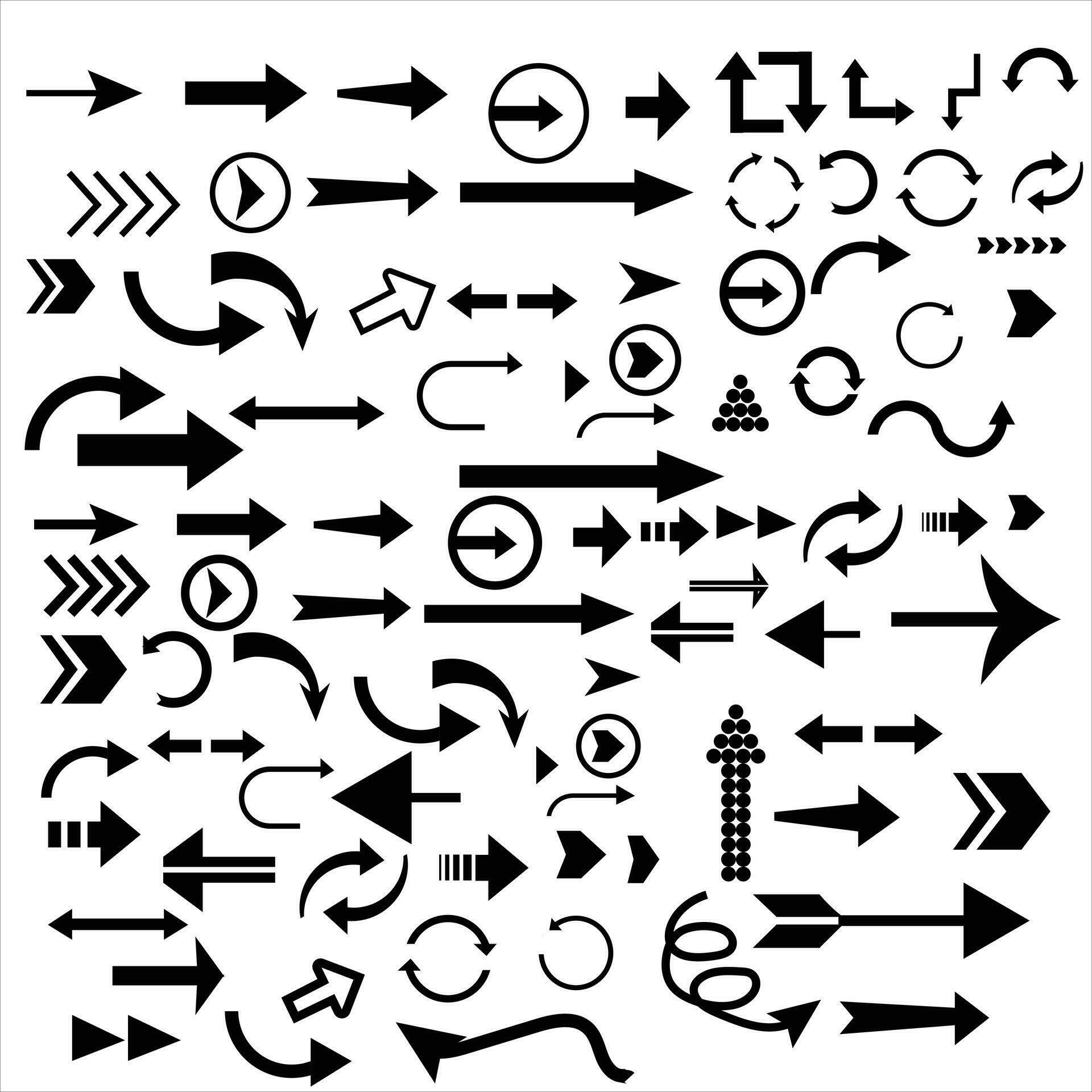 Doodle arrow set, collection of hand drawn elements Stock Free